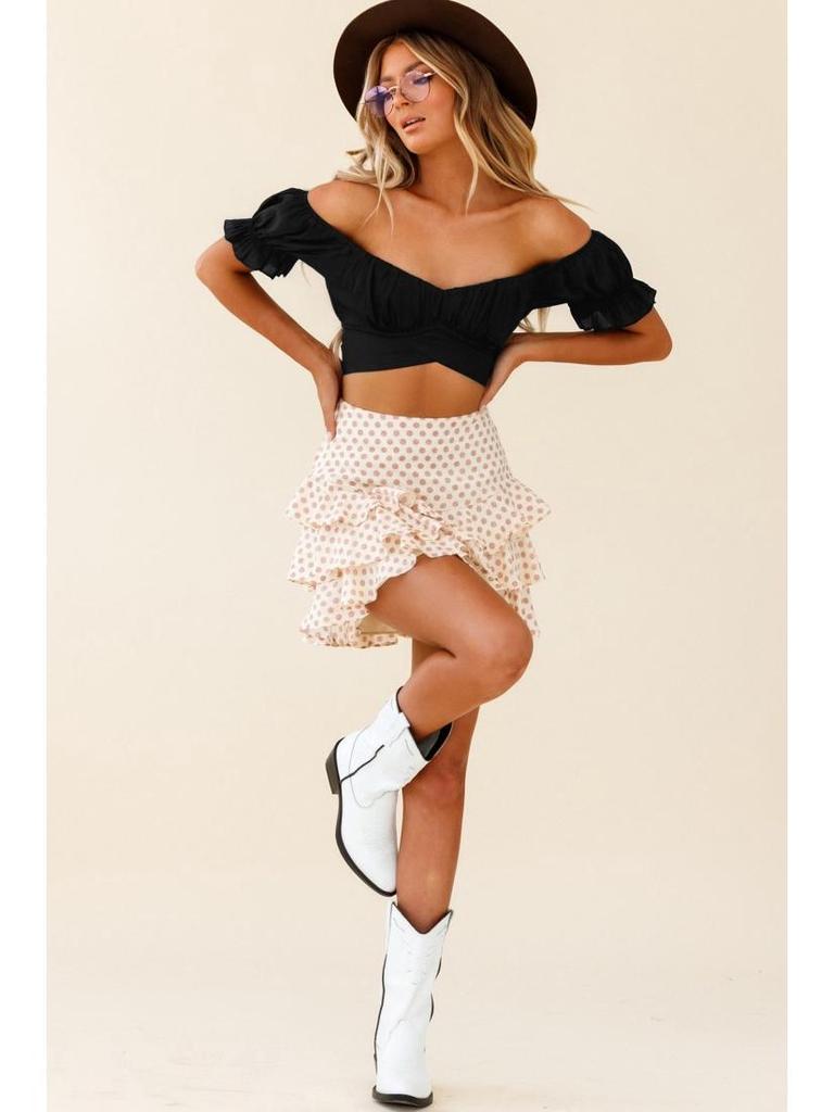 2024 Sexy Off-the-Shoulder Ruffle Tie-Back Top for Women In European and American Styles