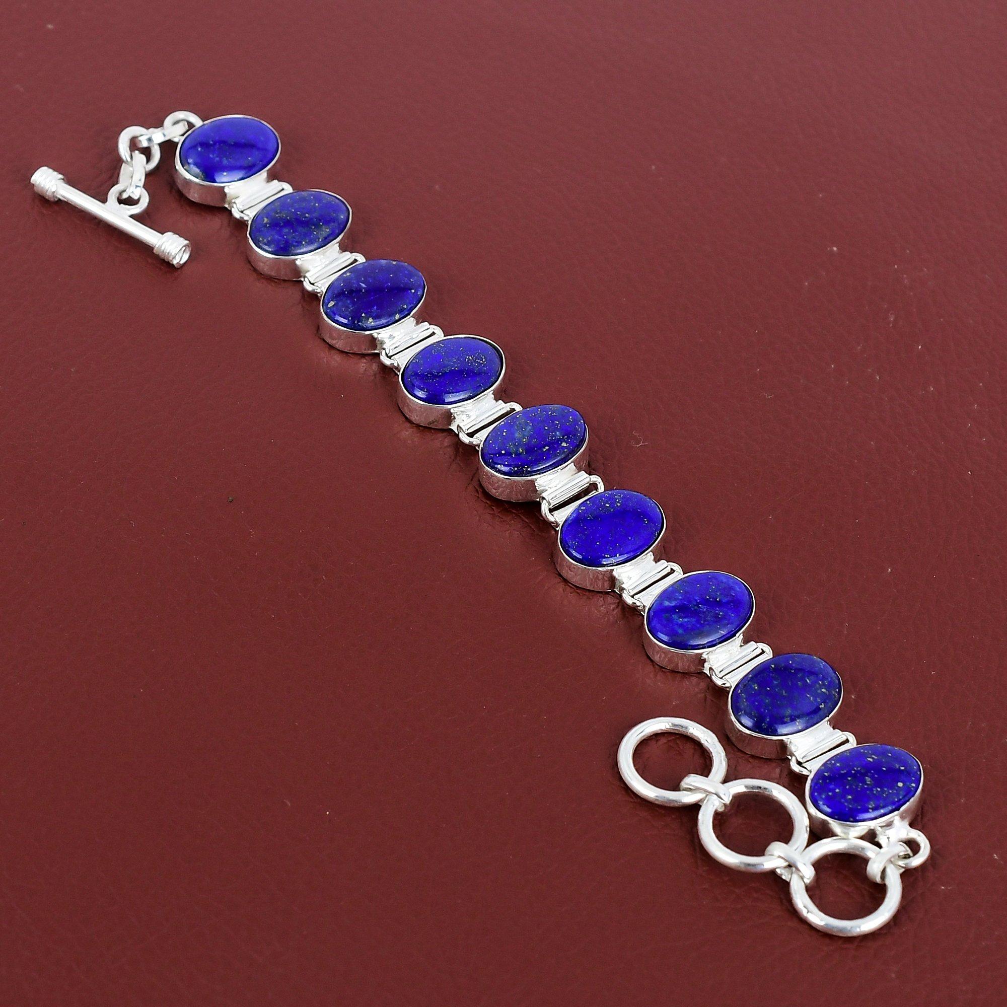 

Lapis Lazuli Bracelet Genuine Gemstone Bracelet Handmade Unique Jewelry 925 Sterling Silver Bracelet Adjustable Chain Bracelet Gifts For Him Adjustable