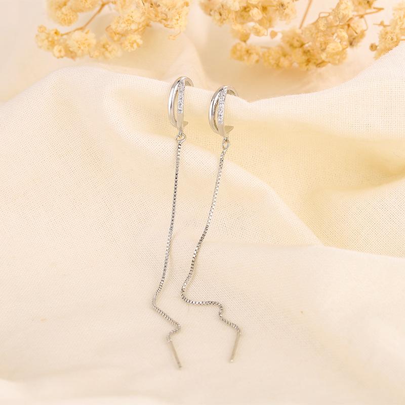 S925 Silver Tassel Earrings For Women Elegant Minimalist Long Threader Earrings Chic Dangle Drop Jewelry