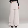 Elegant Detachable Panel High-Waist Wide-Leg Straight Pants