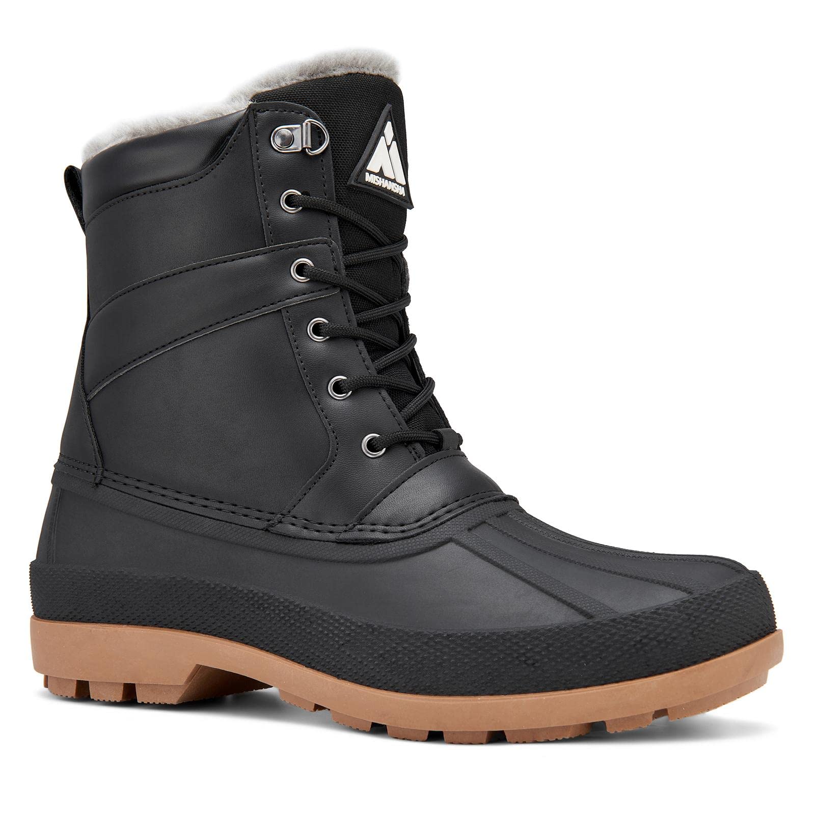 

Mishansha Waterproof Snow Boots with Fleece Warm Winter Boots with Size Perfect for Camping and Fishing Men s Lining, Non-Slip Lining, 25.5cm, чёрный