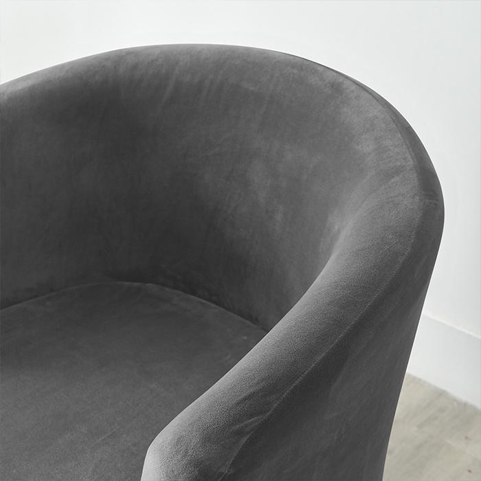 Club Armchair Cover, Velvet, Dark Gray