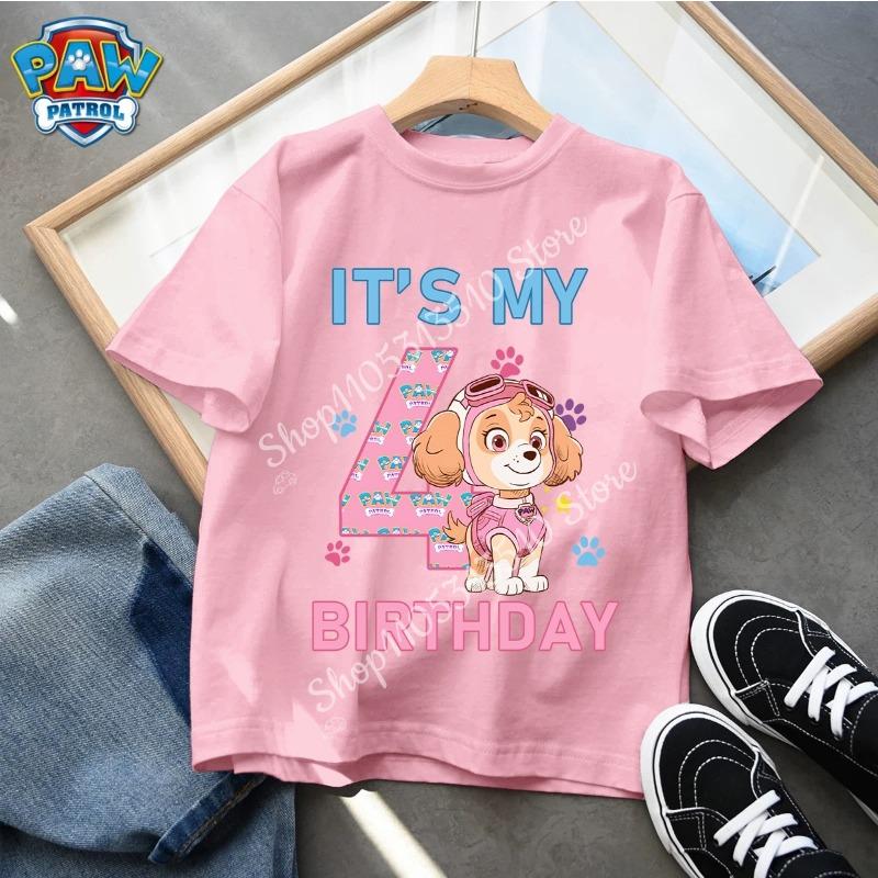 Cartoon Paw Patrol Children's Clothing Pullover Sweatshirt Girl Skin-friendly Breathable Pink T-shirt Birthday Gift