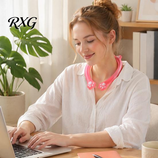 Personal Cooling Device Cat Ear Neck Tube for Summer, Reusable Adjustable Wearable Ice Summer Ring, Heatstroke Prevention Cooler Collar Outdoor