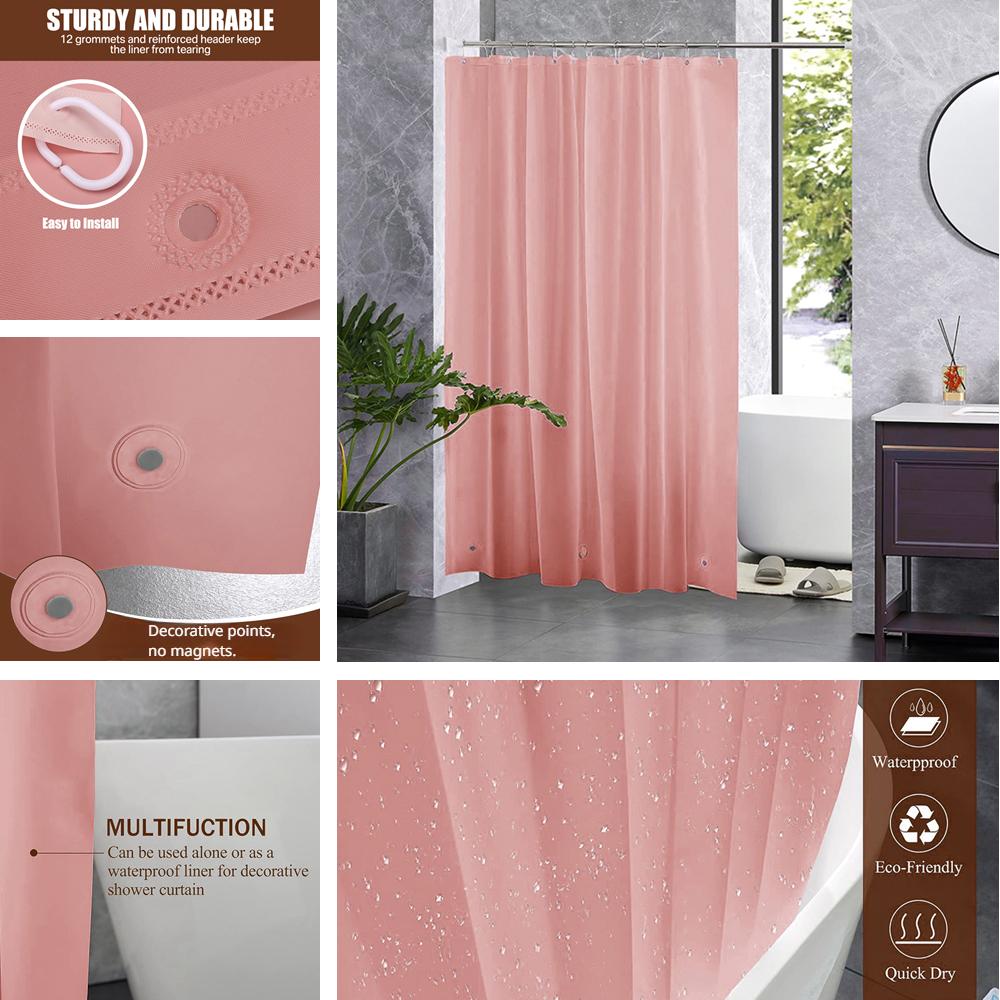 Duschvorhang Klar Wasserdicht Weiß Kunststoff Badezimmervorhänge Liner Transparent Rosa Badezimmer Schimmelresistent PEVA Zuhause Luxus mit Haken
