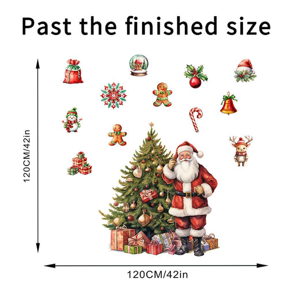 Santa Claus Snowman Christmas Wall Stickers Removable PVC Decals for Festive Holiday Decoration on Smooth Walls