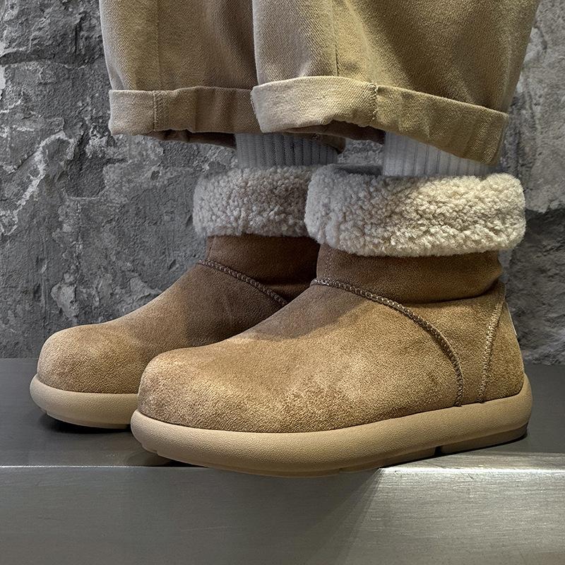 2025 new winter couple snow boots velvet flat boots 22715-11715 apricot, brown, yellow-J