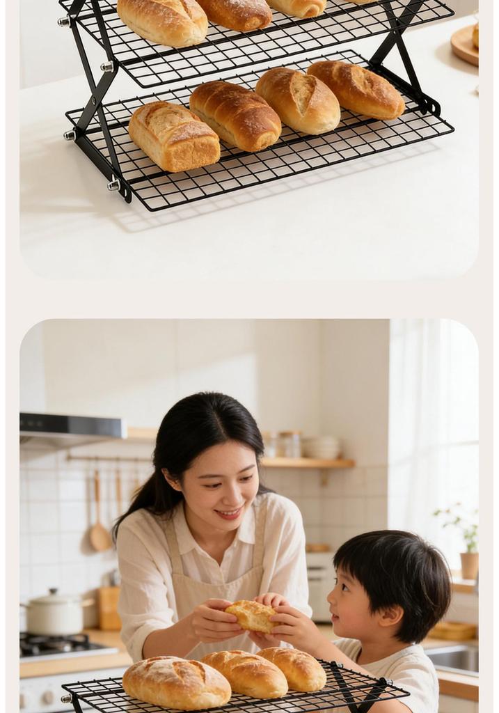 Adjustable Foldable Multi-layer Cooling Rack for Bread and Cake Baking