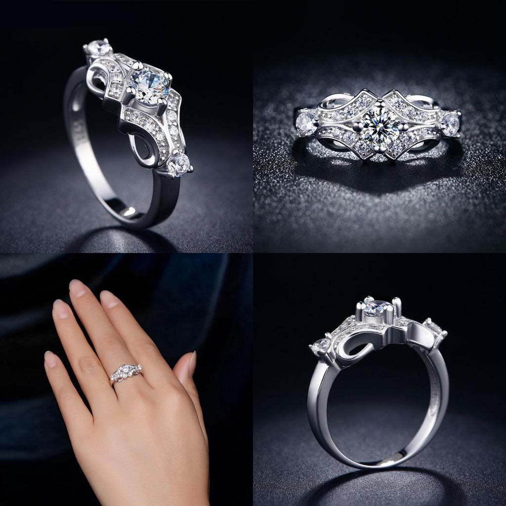 Elegant Women Round Cut Luxurious Crystal Ring For Wedding And Engagement