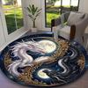1pc YIN YANG Evil Dragon Rug, Comfortable Printed Home Round Carpet, Cozy Office Chair Rug