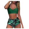 Women Vintage Swimsuit Two Piece Retro  Ruched High Waist Print Bikini Set