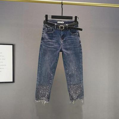 Sommer 2024 Damen High-Waist Slim Fit Denim Pencil Jeans – Sieben-Punkt-Länge