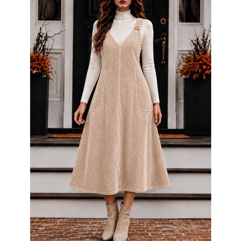 TIFICY Women's Fashion Spring Autumn Solid Color Print Long Sleeve High Neck Loose Waistline Casual Dresses