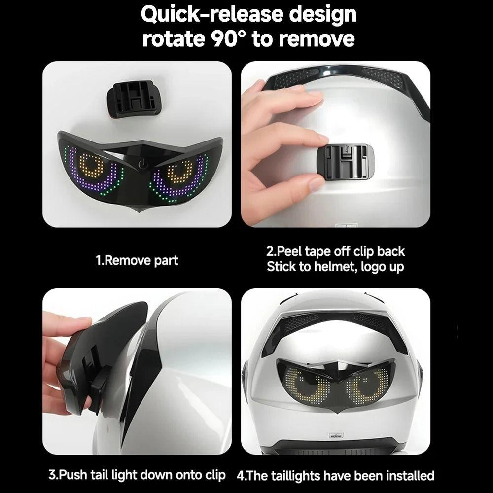 Lampada LED per Casco Forma Occhio di Diavolo Lampada per Atmosfera di Guida Sicurezza Guida Notturna