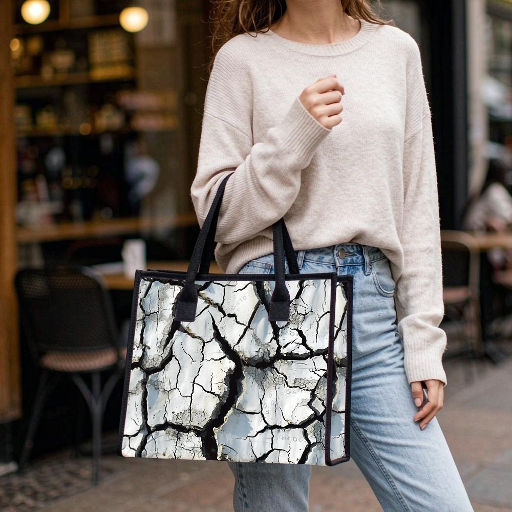 Trendy Cracked Pattern Large Capacity Tote Bag for Daily Commute Shopping