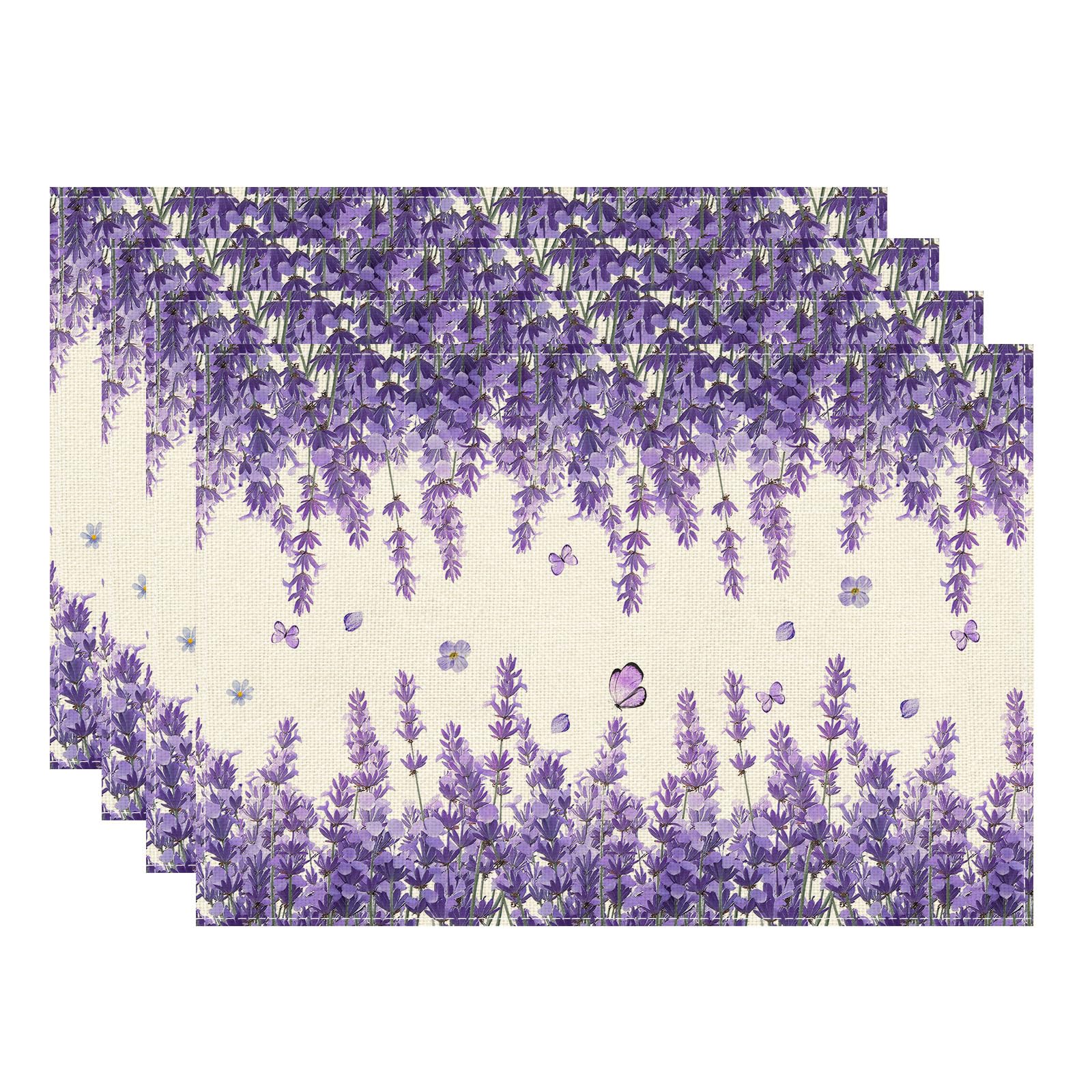 

Watercolor Lavender Butterfly Spring Placemats Set of 4 Summer Table Mats for Party Home Kitchen Dining Table Decorations 12x18 Inch Placemats Set of 4 （12x18 Inch）