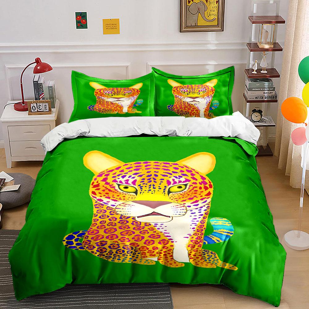 

Colorful leopard face pattern. Bedding sets Duvet cover sets Duvet covers Pillowcases(1 * Duvet Cover 2 * Pillowcases, without duvet insert) 135x200cm