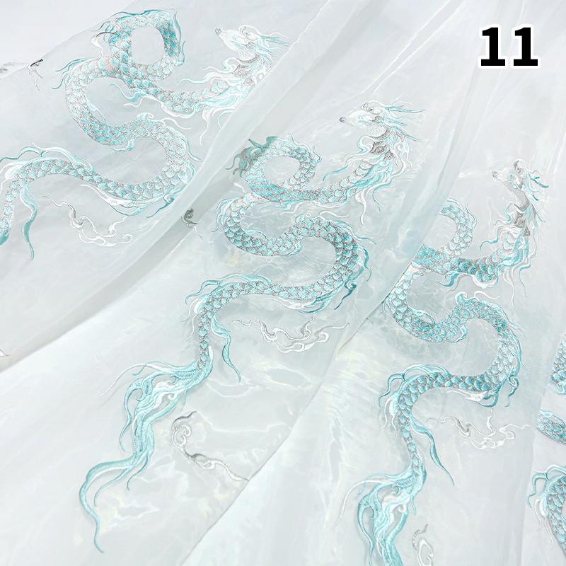 50*150cm Chinese Style Dragon Embroidery Fabric 30D Ink Gradient Designer Fabric DIY Sewing Hanfu Dress Cheongsam Cloth Costume