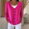 2025 Women's Solid Color Knitted Button-Down Loose Casual Cardigan