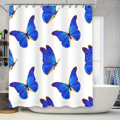 Blue Butterfly Shower Curtain Waterproof Washable Bathroom Decor Home Decoration Blue Butterflies