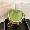 New pearl handbag trendy versatile fashion pleated cloud bag chain shoulder crossbody bucket bag