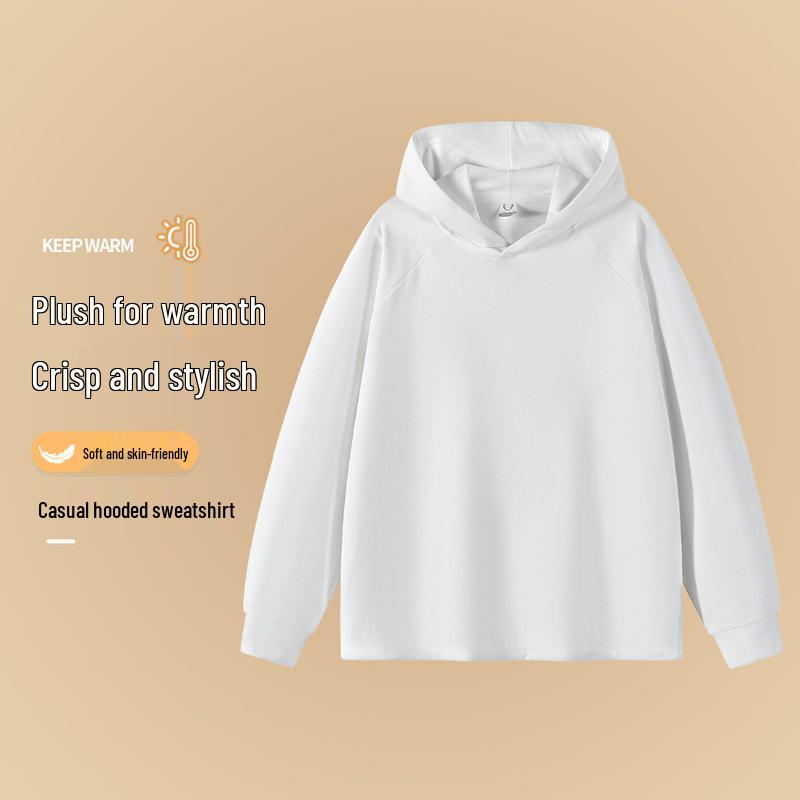 Unisex Long Sleeve Hoodie with Custom Logo – Double-Sided Fleece, Skin-Friendly Pullover Jacket for Couples