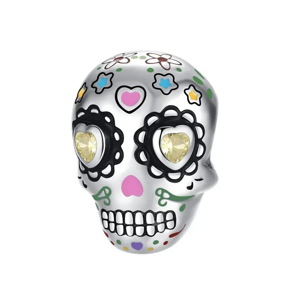 Halloween Copper Skull Charm Luminous Pumpkin Ghost Clown Bead Pendant Ring Necklace Bracelet Diy Jewelry Gift