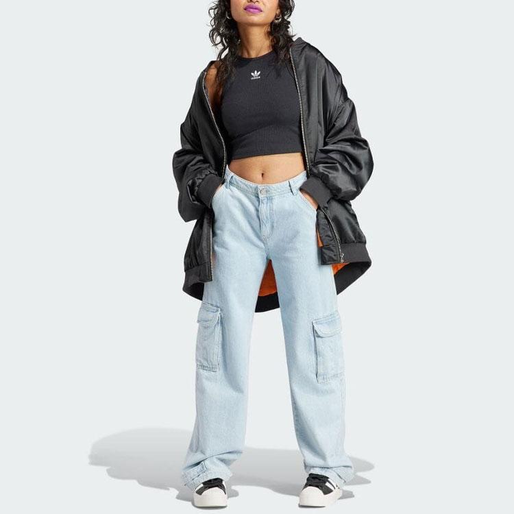 Adidas Originals Trefoil Solid Logo Sleeveless Sports Vest Women Tops Black IJ8251