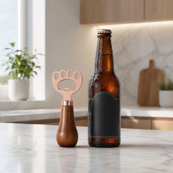 Yousheng Cat Paw Bottle Opener, Acacia Wood Beer Cap Remover, Cute Vertical Stand Opener with Lanyard, Home Bar Kitchen Gift