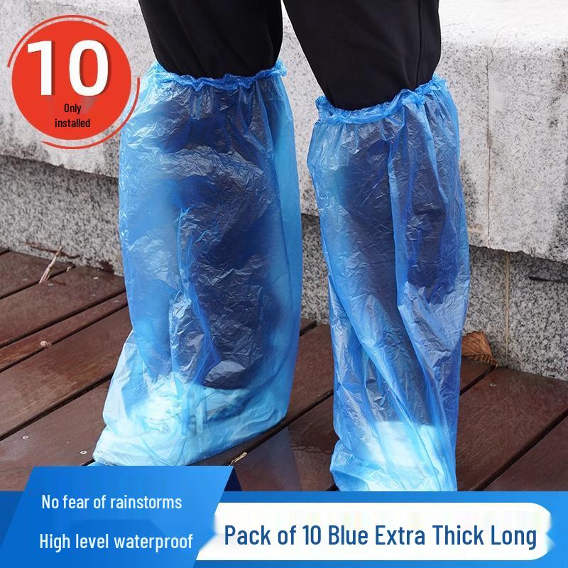 Waterproof Non-Slip Transparent Thickened Long Tube Disposable Rain Shoe Covers
