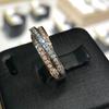 Huitan Fancy Cross Design Wedding Rings for Women Luxury Inlaid Shiny CZ Two Tone Creative Lady Finger Rings New Fashion Jewelry