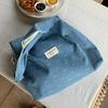 Korean Denim Blue Bow Canvas Bag Women's Large-capacity Commuter Shoulder Tote Bag Lazy Wind