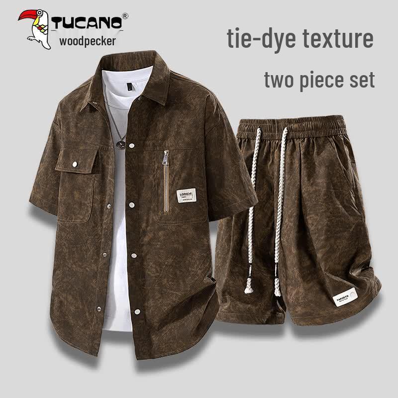 TUCANO Men s Tie-Dye Short Sleeve Shirt & Shorts Set 3XL
