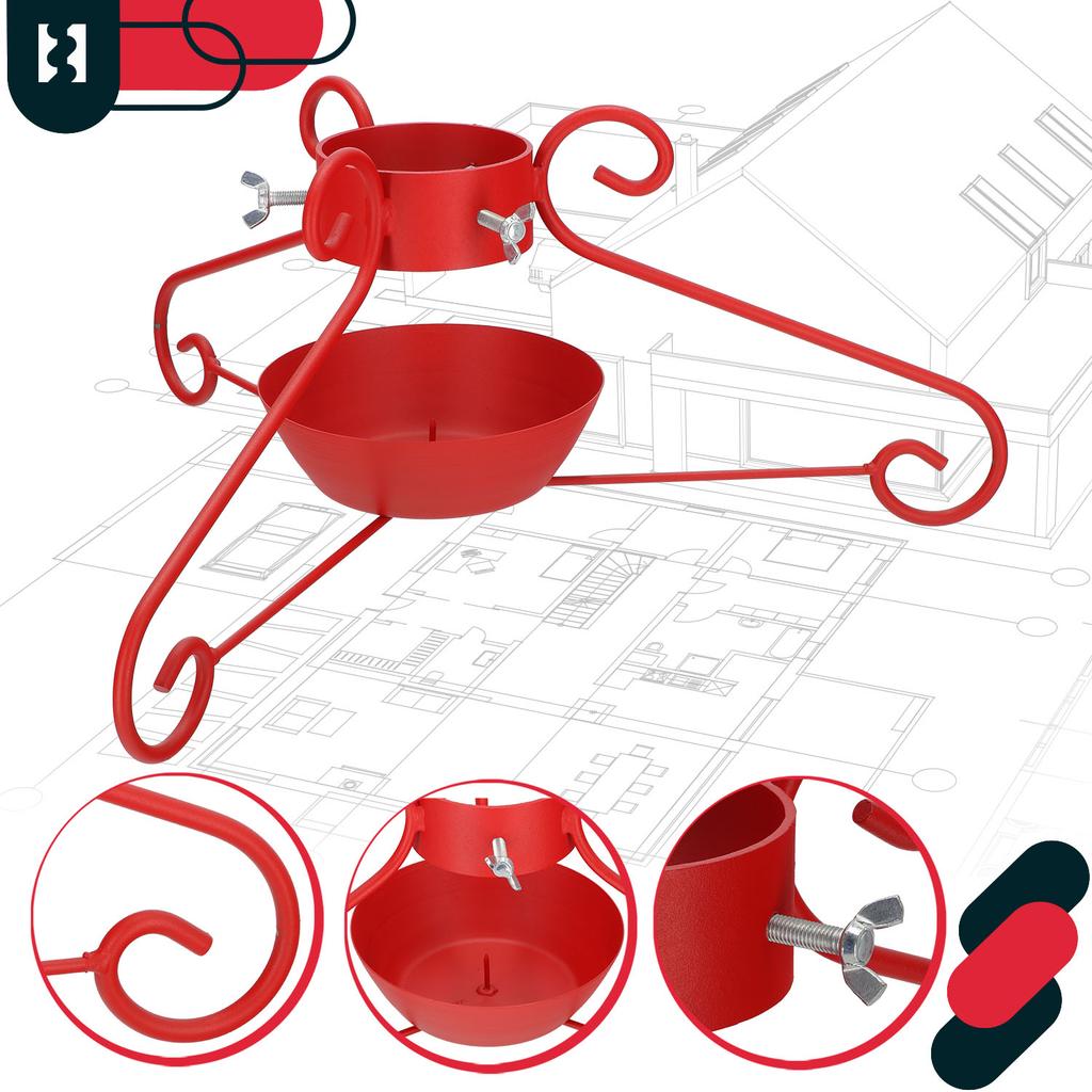 KOTARBAU® Metal Christmas Tree Stand with Water Container, Wrapped, Decorative, Red, 52 x 23 cm