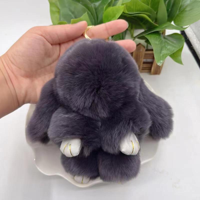 Rex Rabbit Fur Plush Keychain: Cute Rabbit Pendant Toy for Bag or Car