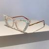 KAMMPT Cat Eye Women Eyeglasses with Rhinestones Stylish Vintage Blue Light Blocking Eyewear Trendy Original Candy Color Glasses