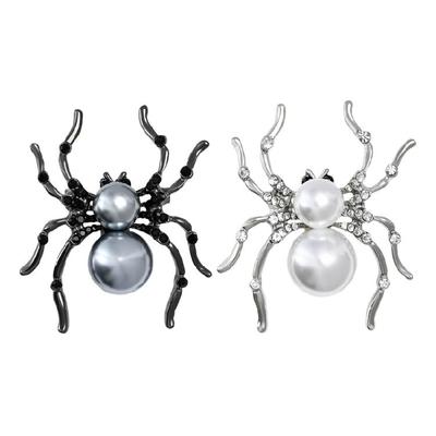 Exquisite Animal Brooch Including Rhinestones and Pearls Accent Lapel Pin for Unisex Wear Halloween Party Decoration