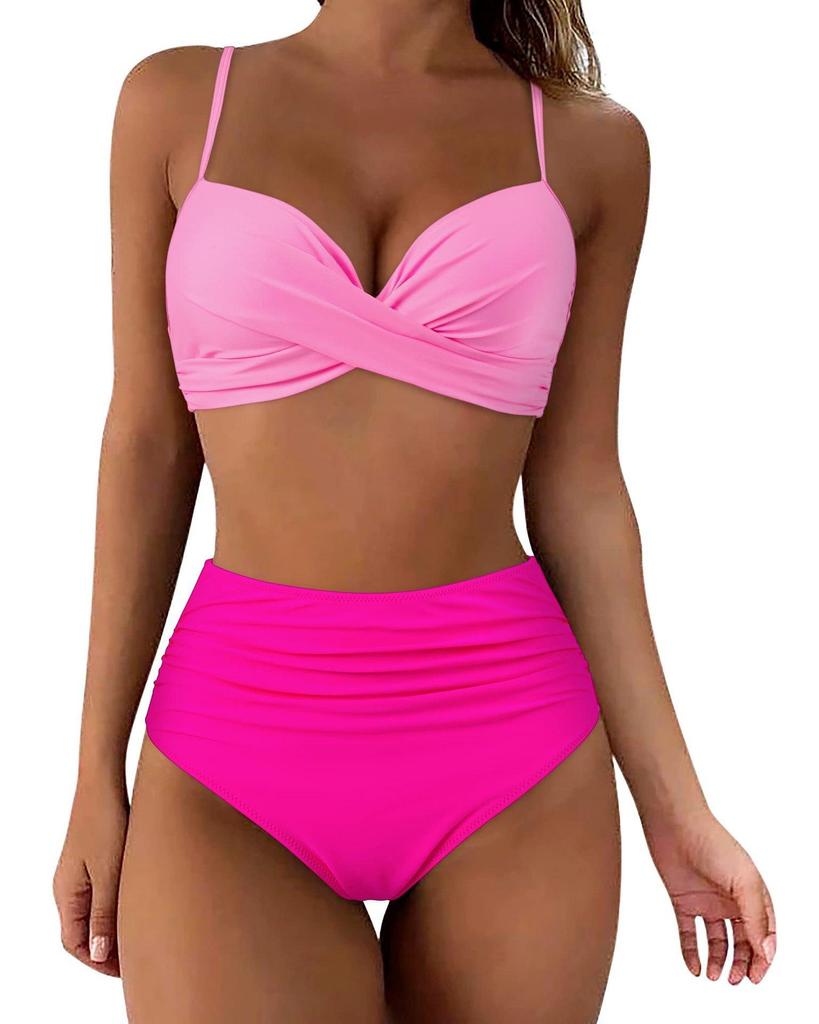 2024 High-Waisted Printed Bikini: Women's European & American Style Swimwear