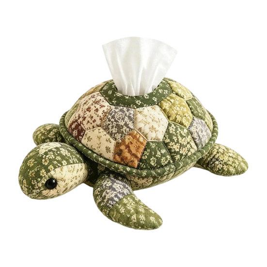 DIY Tissue Box, Top Opening Soft Fabric Cover, Marine Animal Theme Tissue Dispenser, Multipurpose Patchwork Designs Sewing Kit, for Home Car Office