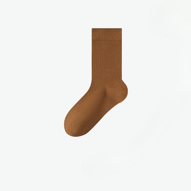 Female Spring and Autumn Pure Cotton Pure Color Antibacterial Deodorant Comfortable Boneless Tube Moon Socks