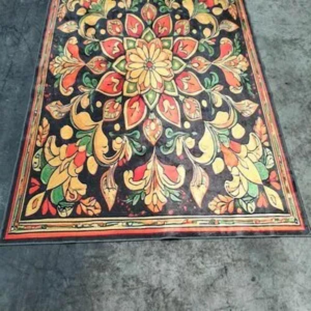 Orange Green Black Flower Rug Floral Pattern Carpet Multi-Color Area Rug for Living Room Bedroom Home Decorative Floor Mat