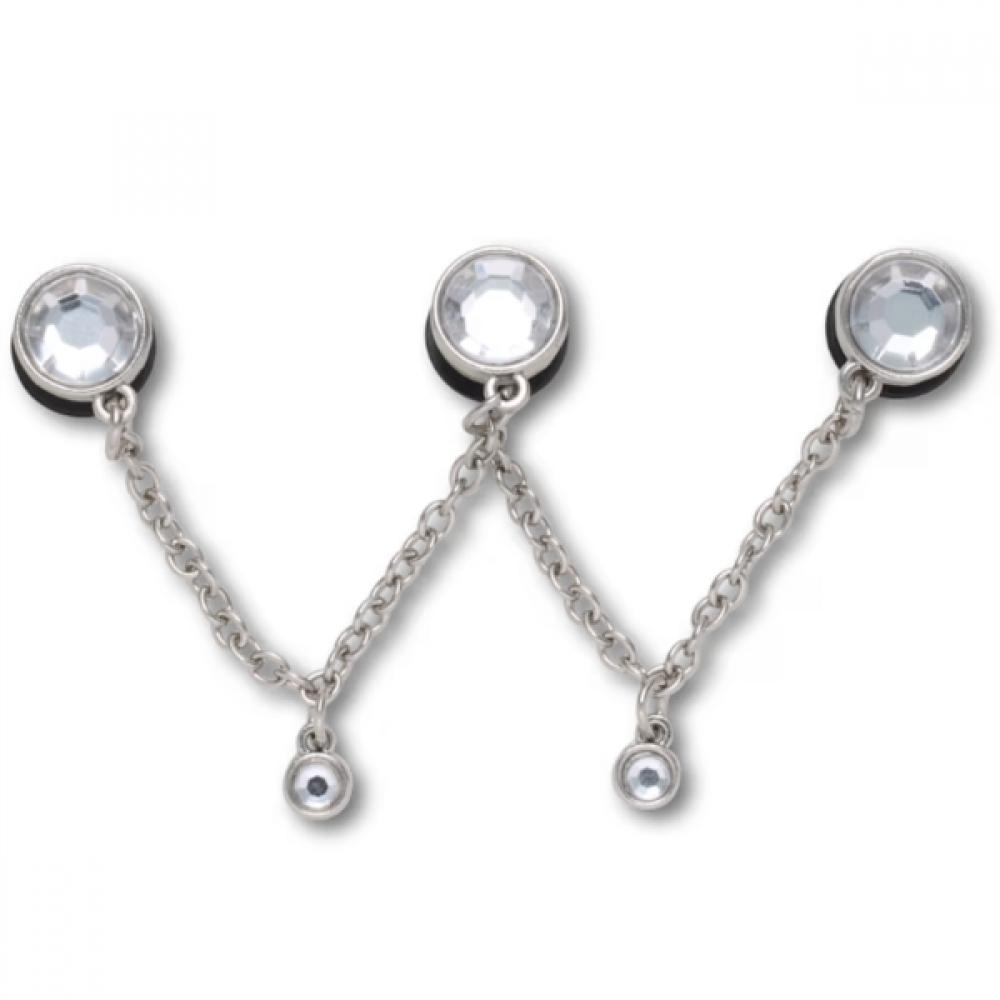 

Crocs Silver Triple Gem Chain Jibbitz Pack 10017734 FREE