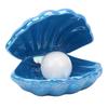 Shell Lamp Ornament Decorative Ceramic Pearl Shell Night Light Bedside LED Shell Light for Bedroom Living Room Vintage