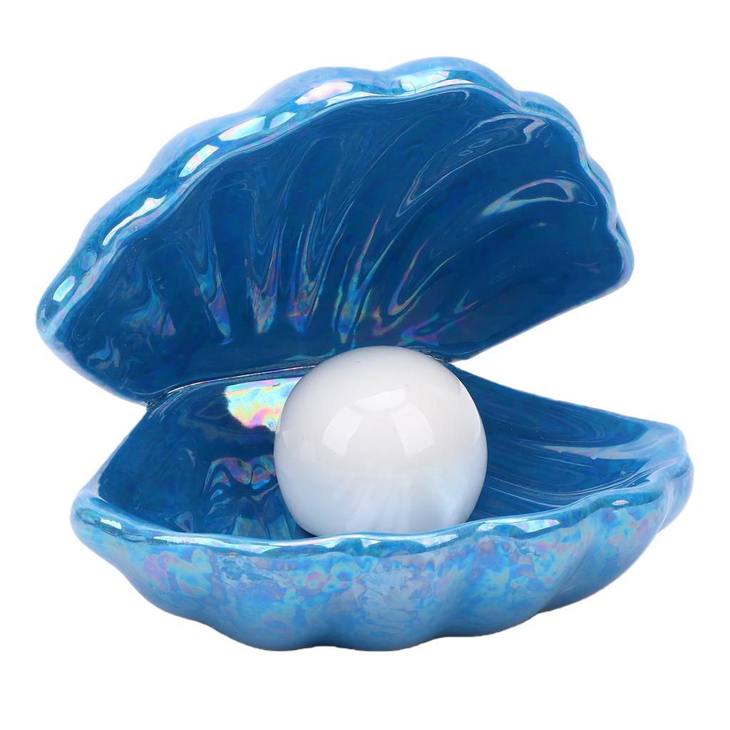 Shell Lamp Ornament Decorative Ceramic Pearl Shell Night Light Bedside LED Shell Light for Bedroom Living Room Vintage