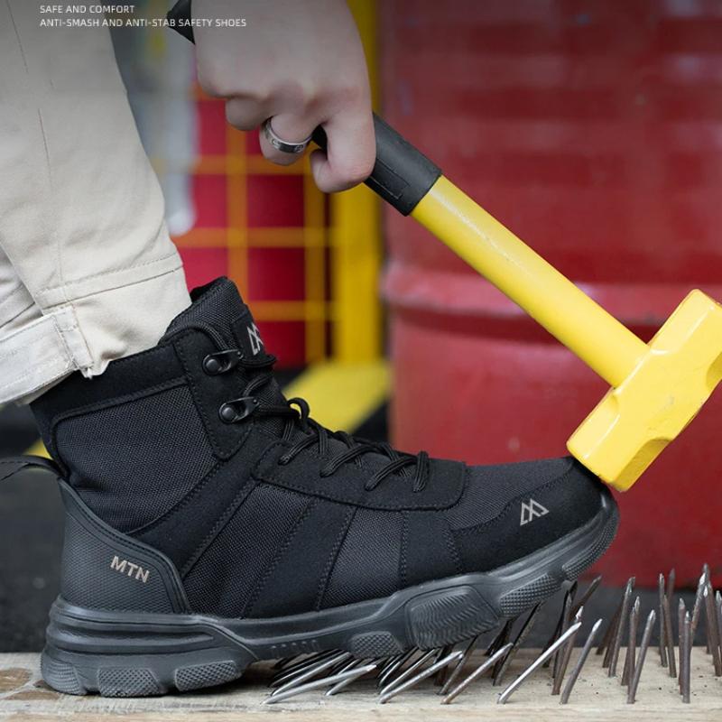 Men's Anti-Impact And Anti-Piercing Work Shoes Lightweight Breathable Safety Shoes Indestructible Construction Working Boots Men