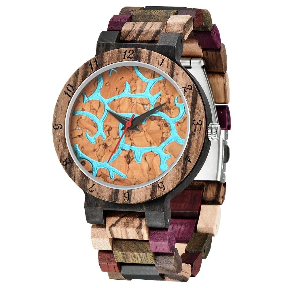 

Colorful Skull Pattern Design Men s Wooden Watch Luxury Fashion Trend Men s Accessories Watch Reloj De Madera