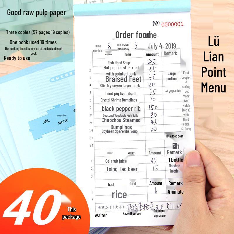 50-Pack Carbonless Copy Restaurant & Drinks Menus: Single to Four-Part Sheets with Free Shipping.