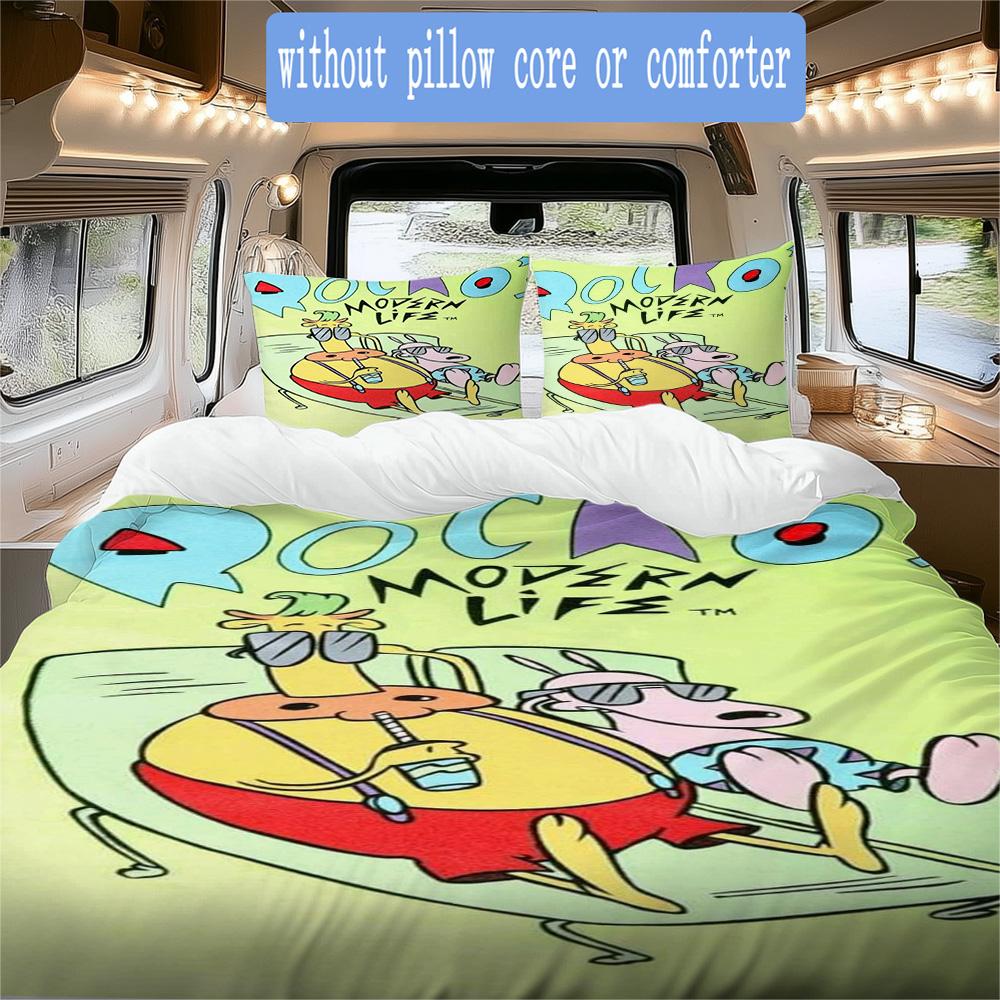 Rocko's Modern Life Pattern Bedding,Quilt Set Quilt Cover Pillowcase Home Birthday Gift (1*duvet cover+2*pillowcase,without core)XSJT0917413