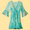 Coral Print Dress Turquoise Gold Nomad