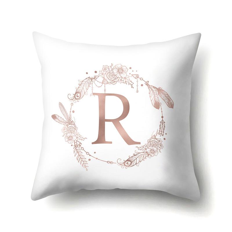 Polyester Pillow Case Home Ins Style Decorative Print Pillow Case 26 English Letter Cushion Cover